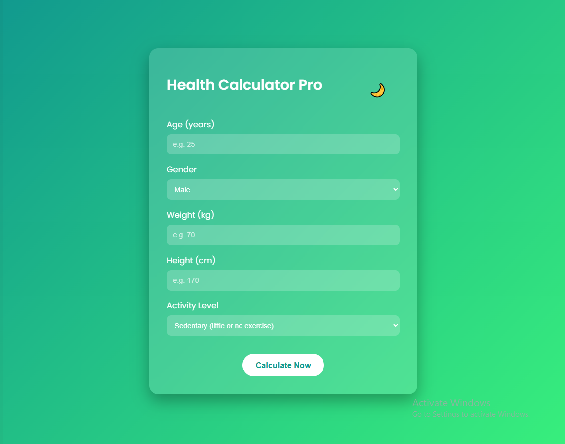 HealthCalc Pro – BMI & Daily Calorie Calculator
